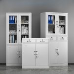 Half-glass metallic storage cabinet