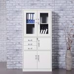 Two door metallic cabinet with safe