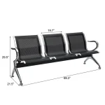 Airport 3-link metallic office bench - Image 2