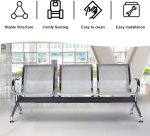 Three seater metallic office waiting bench - Image 3