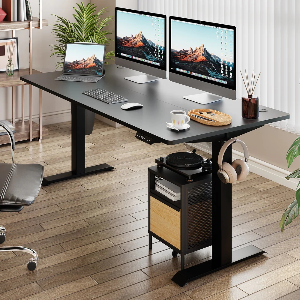 Futzca-Height-Adjustable-Electric-Standing-Desk-Sit-Stand-Computer-Stand-up-Desk-with-Splice-BoardWhite-5.webp Adjustable Height Electric Desk - Image 1