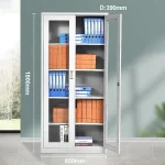 Two door full-glass metallic office cabinet