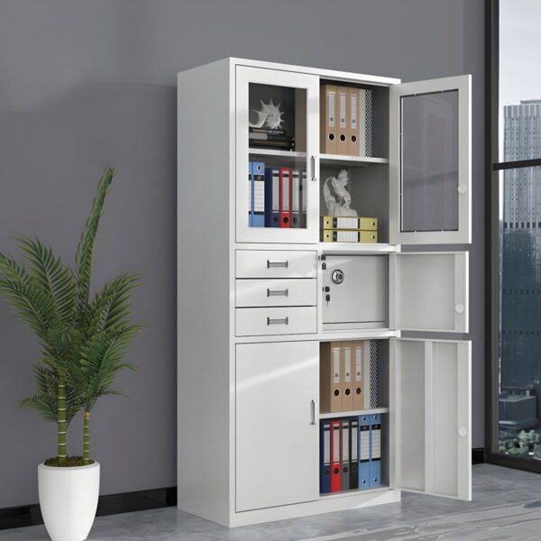2-Door metallic office cabinet with safe