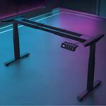 Adjustable height electric workstation with modern design and ergonomic functionality.