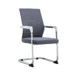 Non-swivel mesh upholstered guest chair with ergonomic backrest and padded seat.