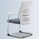 Non-swivel mesh upholstered guest chair with ergonomic backrest and padded seat.