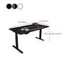 Adjustable Height Modern Office Desk with T-Shape Steel Base and Wood Top