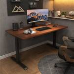 Adjustable Height Modern Office Desk with T-Shape Steel Base and Wood Top